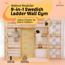Walnut Modular Swedish Ladder Jungle Gym - 79 Inch Wall Mounted